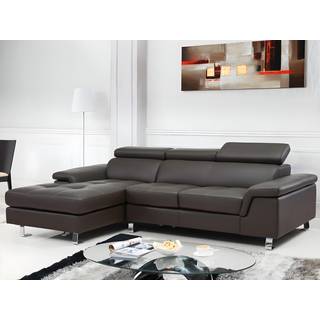 Hjørnesofa venstrevendt i brunt læder MISHIMA