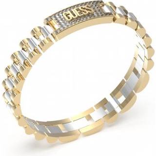 Guess Men’s Empire Steel & Gold-Plated Tag Bracelet UMB03200YGST