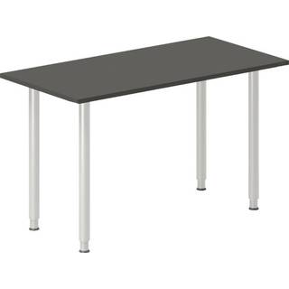 Office skrivebord 120x60cm antracit laminat med alugråt stel