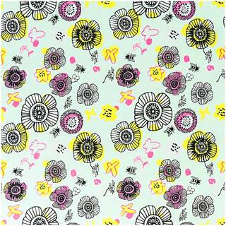 Stoff Blüten mint-neon 140cm - Mint, Neon