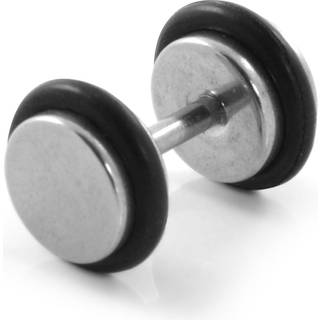 6mm Sølvfarvet/Gummi Stud Ørering