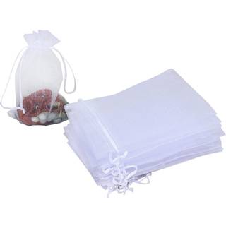 HRX -pakke 100pcs hvide organza tasker 4x6 tommer mesh tasker Tegn p? gaveposer smykker poser til slik bryllup favoriserer jul