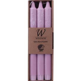 Windsor kronelys ren stearin 2,3x24 cm 6-pak - lilla (På lager i butik)