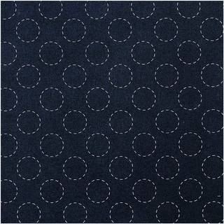 Druckstoff Jardin Japonais Kreise dunkelblau-creme 50x140cm - Blau