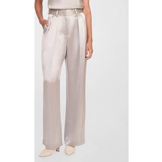 Staud Luisa pleated high-rise satin pants - silver - XXXL