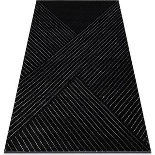 Tæppe EMERALD eksklusiv A0084 glamour, stilfuld, linjer, geometrisk sort / sølv 200x290 cm