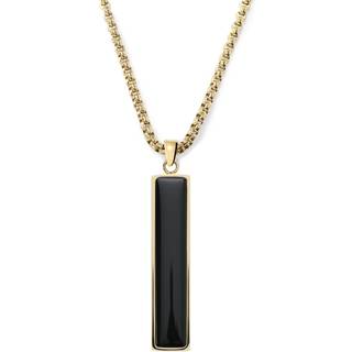 Orisun | Guldfarvet Sort Onyx Linje Vedhæng Halskæde