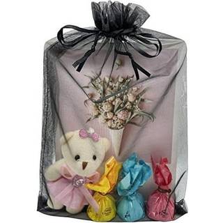 Jexila 50pcs sorte organza tasker 8x12 tommer store mesh tasker Tegn p? rene julegodtasker til bryllupsfest favoriserer poser