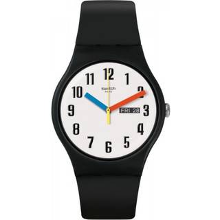 Swatch Elementary in Biosourced New Gent White Dial Black Strap Bau Unisex Watch SO29B705