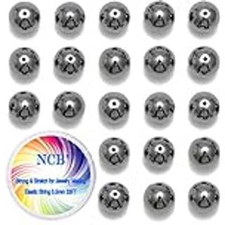 NCB 100pcs 8mm Natursten Perler Sort h?matit ?delsten Runde l?se stenperler Afstandsperler Energihelende perler med gratis krystalstr?kning til s