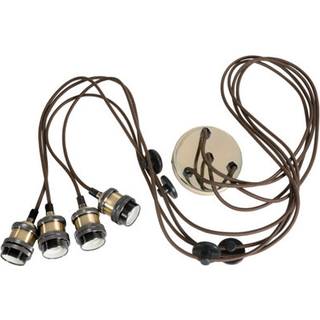 Retro fatningsæt med stofledning - 4 x E27 - 1.8 m - Brass