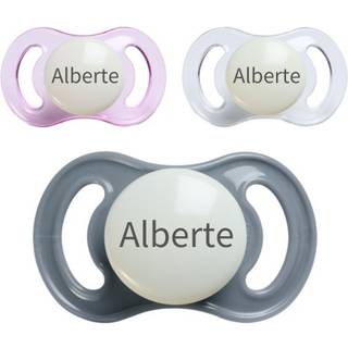 Esska Happy Mini Night, Str. 1 (0-6 Mdr.), Symmetrisk - Silikone, Sutter Med Navn , 5-pak