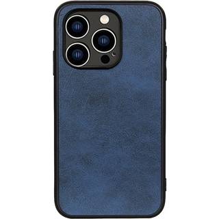 iPhone 15 Plus Læderbelagt Plastik Bagside Cover - Blå