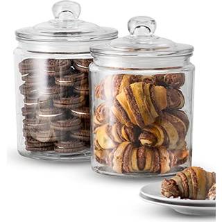Kook Glass Opbevaringsbeholdere med låg 1/2 gallon sæt med 2 glas køkkenkrukker mad & cookie opbevaringsbeholdere til pantry badeværelse apoteker