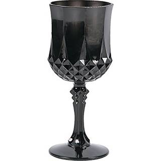 Sjov Express Plastic Black M?nstrede vinglas - S?t p? 12 8 oz b?ger til bryllupper Halloween og fester - Elegant og praktisk