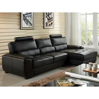 Hjørnesofa i ægte læder METROPOLITAN II - Sort - Højre hjørne