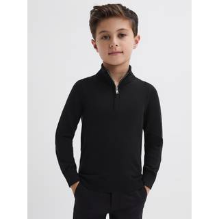 Reiss Reiss Black Blackhall Senior Quarter Zip Merino Wool Jumper
