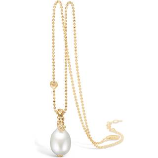 Blossom Copenhagen halskæde i forgyldt med perlevedhæng - 80 cm