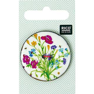 Knopf floral weiß 4cm - Weiß, Bunt