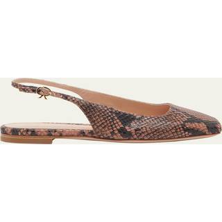 Gianvito Rossi Borneo snake-print leather slingback flats - beige - EU 36.5