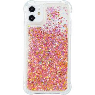 iPhone 12 / 12 Pro Plastik Cover m. Glitter - Gennemsigtig / Orange