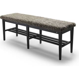 Oscarssons Möbel, Nadja Bench 130 cm Sortbejdset ask/fåreskind Sahara