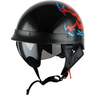 1Storm Motorcykel Halv Face Hjelm Knallerter Scooter Pilot med udtrkkeligt indre rget visir rdt kranium