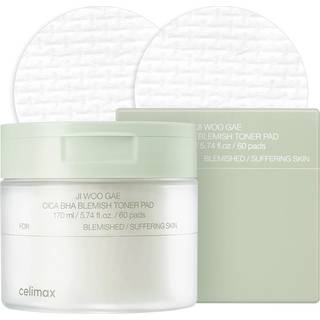 celimax Ji Woo Gae Cica BHA Blemish Toner Pad Eksfolierende puder Til sensitiv hud med tendens til akne 60 stk. - 60 stk.