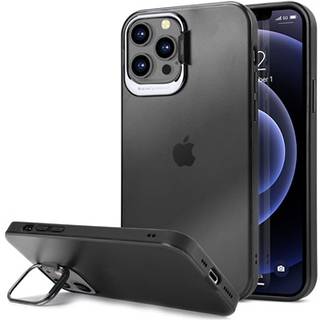iPhone 12/12 Pro Hybrid Cover med Skjult Stand - Sort / Gennemsigtig
