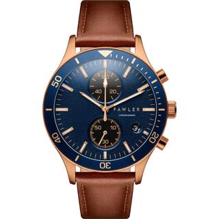 Aeris | Brunt Messing Kronograf Ur med Blå Urskive