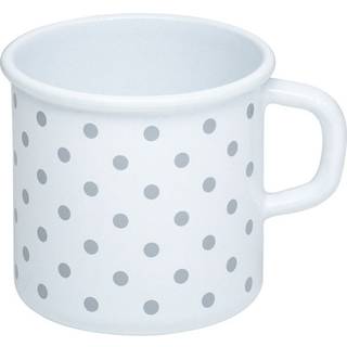 Riess Country Pünktchen Grau Becher / Topf mit Bördel 8 cm / 0,375 L - Emaille
