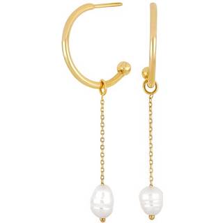 Siersbøl 8kt. guldcreoler med kæde og hvide ferskv.ferskvandsperler