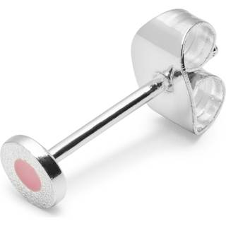 Circle Small Ørering, Pink/Silver Plated