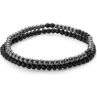 Tyndt Mat Onyx & Hæmatit Perle Armbånd Sæt