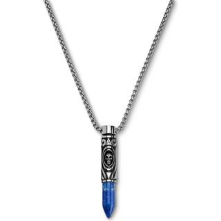 Rico | Sølvfarvet Rustfri Stål & Lapis Lazuli Patron Halskæde