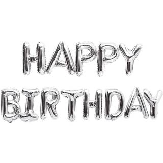 Folienballon-Set Happy Birthday silber - Silber