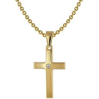 trendor 75426 Kreuz-Anhänger Gold 333 / 8 Karat mit vergoldeter Halskette