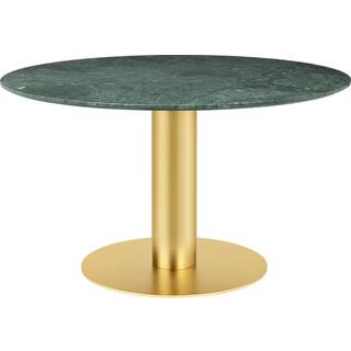 GUBI Gubi 2.0 spisebord marble green, Ø130, messingstel