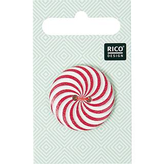 Knopf mit Farbstrudel rot 3cm - Rot, Weiß