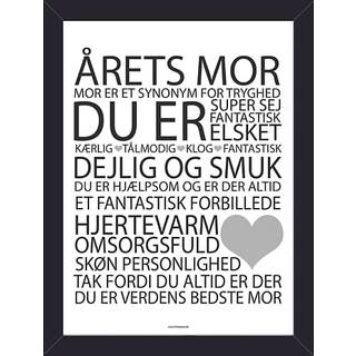 Salling Årets Mor plakat med sort glasramme 15x21 cm