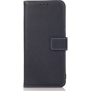 iPhone 15 Pro Max Litchi Læder Flip Cover m. Kortholder - Blå