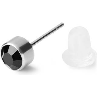 4MM Rund Sølvfarvet & Sort Kubisk Zirkon Ørering