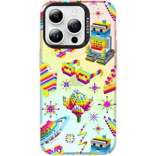 iPhone 15 Pro Pixel Series Håndværker Bagside Cover m. Pixeleret Print - Gradient