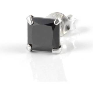 Sort Firkantet 6mm Zirkon Ørering
