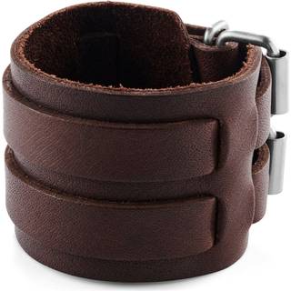 Gladius | Brunt Fuldnarvet Bøffellæder Spændelukning Armbånd