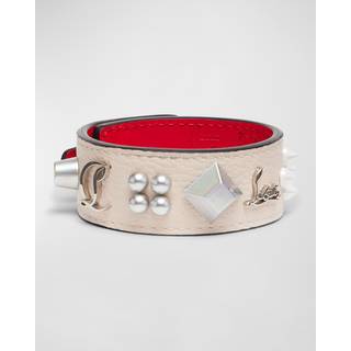 Christian Louboutin Paloma embellished leather bracelet - beige - One Size