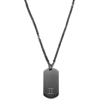 Tvilling Zodiac Gunmetal stål halskæde