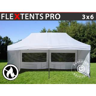 Foldetelt FleXtents Easy up pavillon PRO 3x6m Hvid, Brandhæmmende, inkl. 6 sider