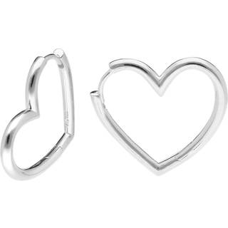 trendor 15173 Damen Ohrringe 925 Silber Creolen Herz 25 x 25 mm