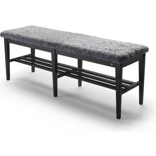 Oscarssons Möbel, Nadja Bench 130 cm Sortbejdset ask/fåreskind Lysegrå